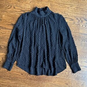 Rachel Comey Black High-Neck Dot-Textured Blouse